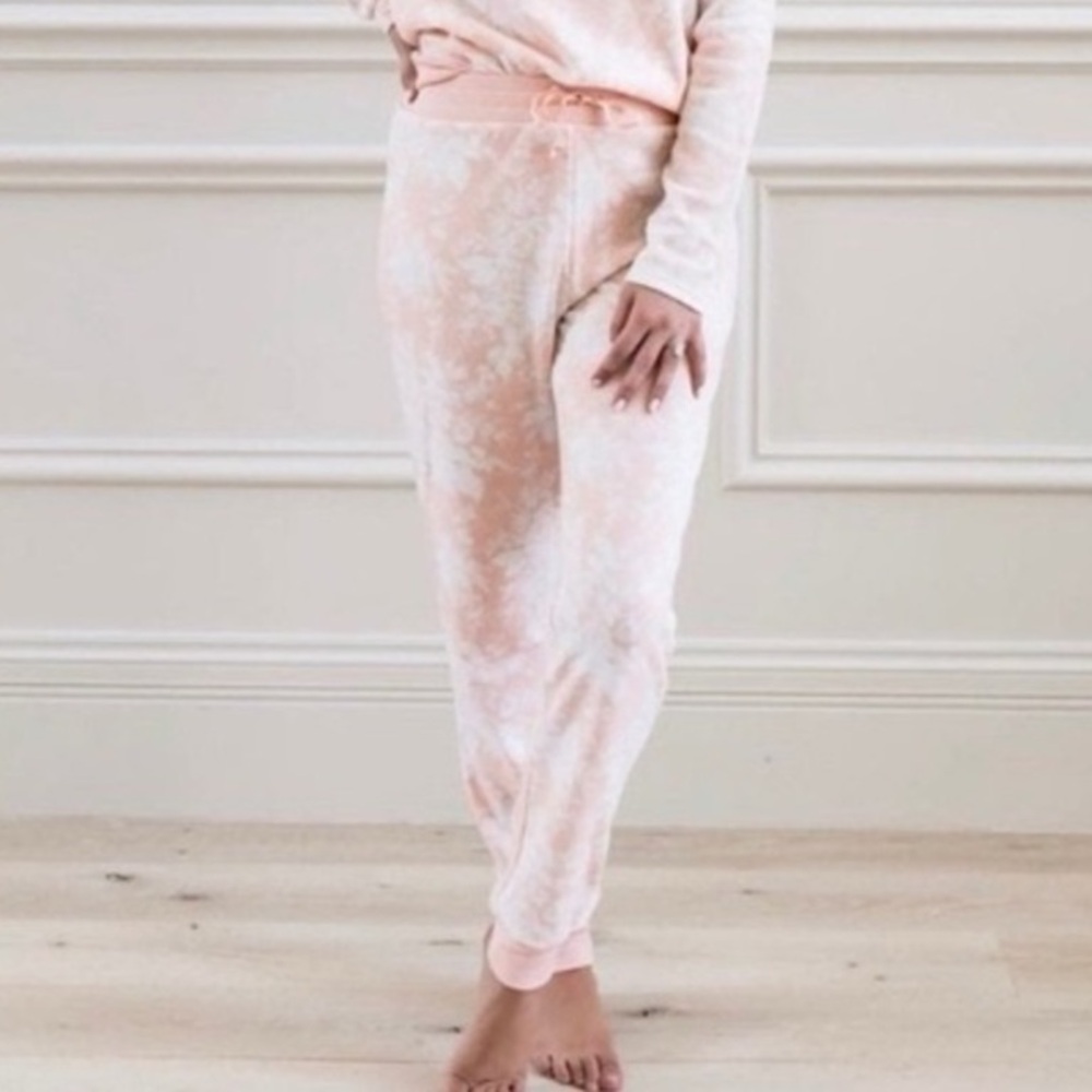 RACHEL PARCELL Soft Lounge Joggers Floral Print Peach Color Sz S